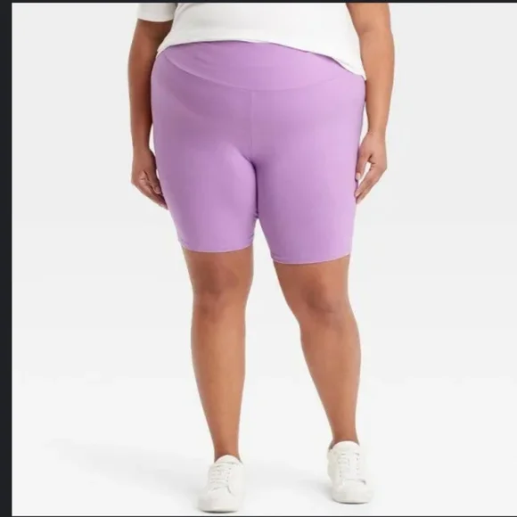 NWT Women's Plus Size High-Waisted Bike Shorts Ava Viv Purple 4X